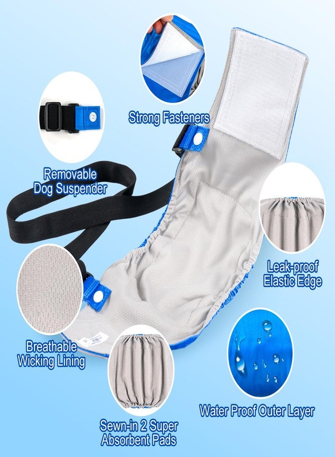 دونو أحزمة بطن قابلة للغسل من دونو للكلاب الذكور، عبوة من 3 قطع، حفاضات كلاب قابلة لإعادة الاستخدام، أغطية فائقة الامتصاص للكلاب والجراء الذكور، أزرق، أسود، رمادي، كبير - Image 2